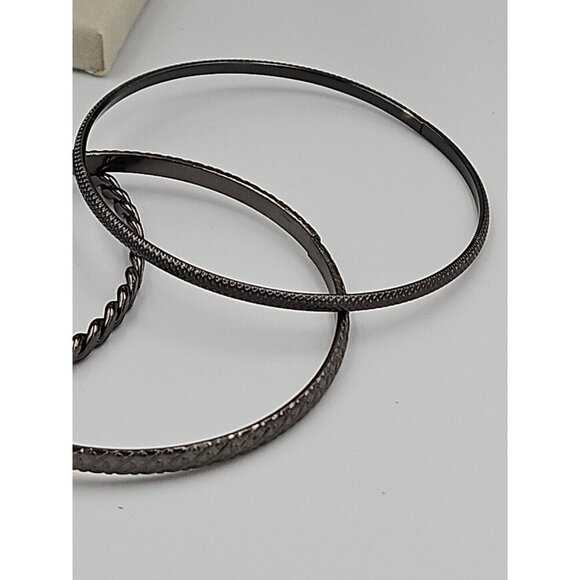 Lot Of 3 Gunmetal Tone Bangle Bracelets - Picture 5 of 6
